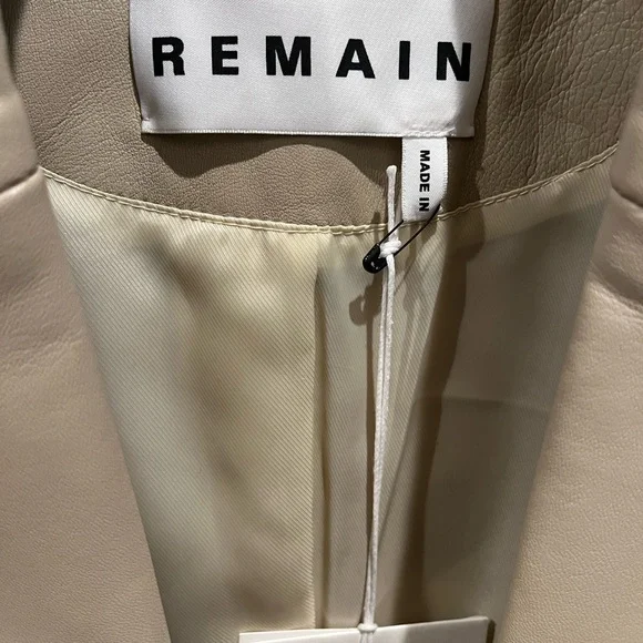 REMAIN Birger Christensen Authentic Camel/Beige/Tan Leather Blazer BNWT Size L